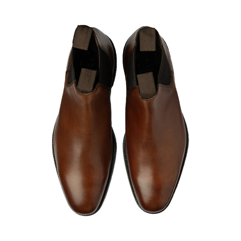 Patent Leather Chelsea Brown Boot For Men
