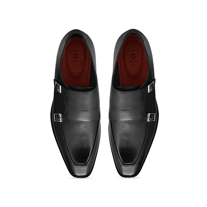 Leather Antique Formal Double Monk Strap Shoe Tan