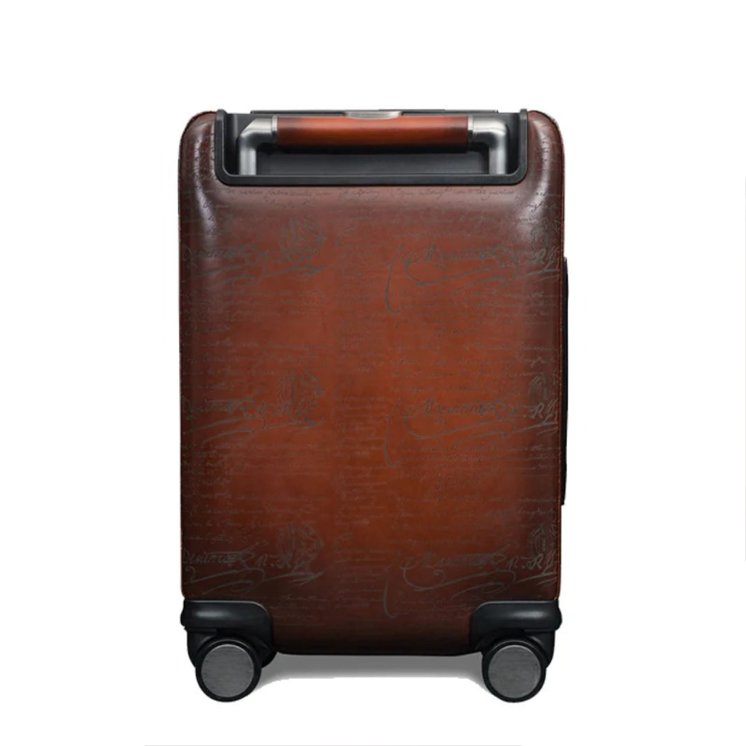Luxury Eel Leather Brown Trolley Case