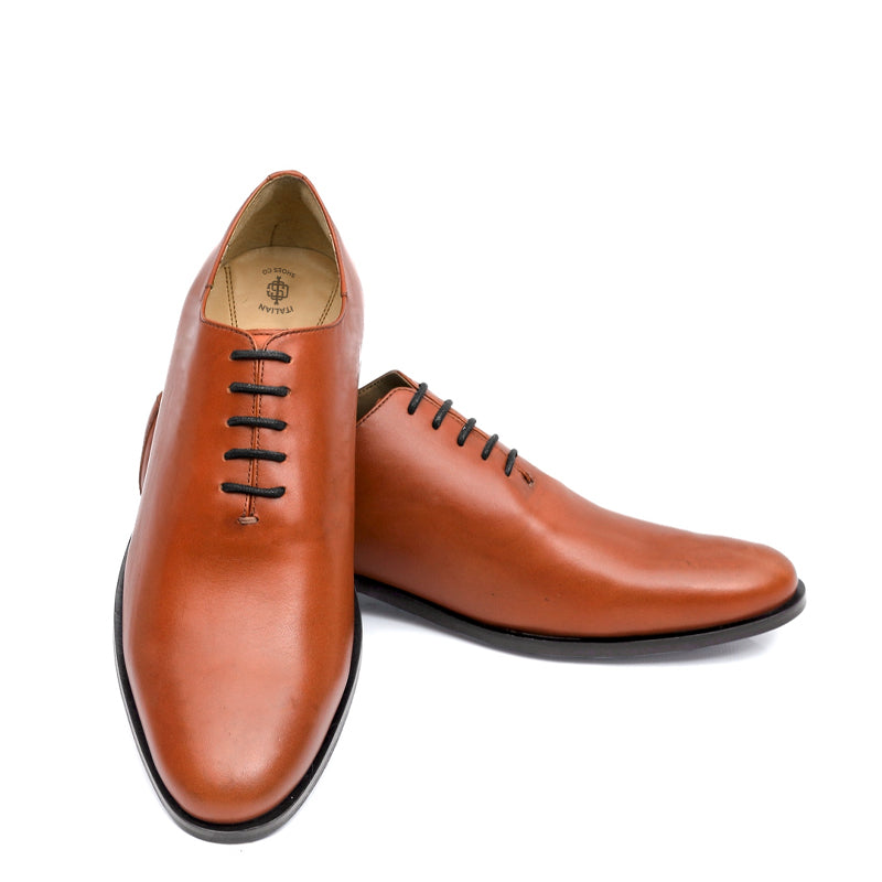 Classic Plain Wholecut Leather Oxford Shoe Dark Brown