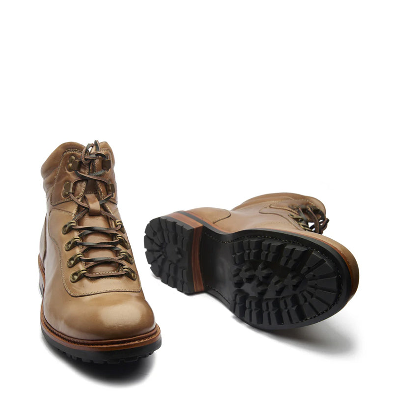 Leather Lace-Up Mid Top Ankle Cognac Boot For Men