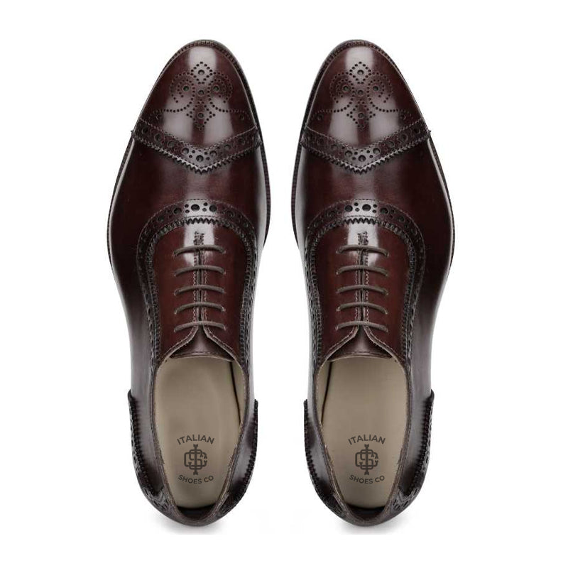 Classic Medallion Toe Polished Leather Oxford Shoes