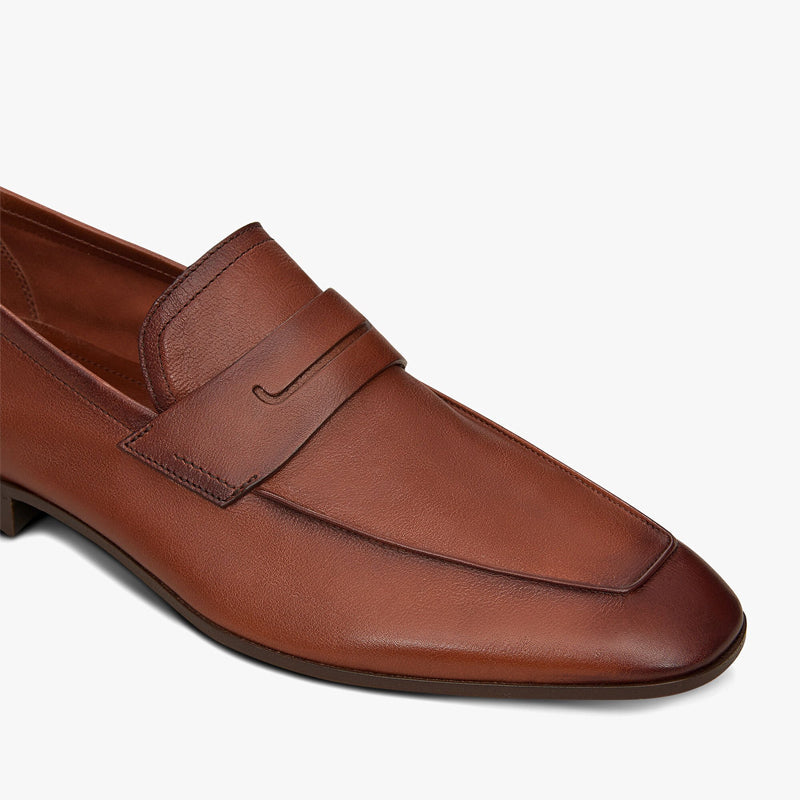 Custom Handmade Plain Leather Brown Loafer
