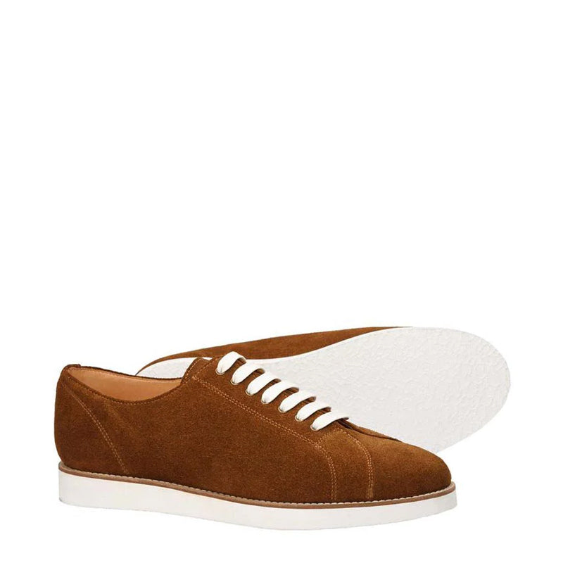 Classic Handmade Suede Lace-Up Tan Sneaker