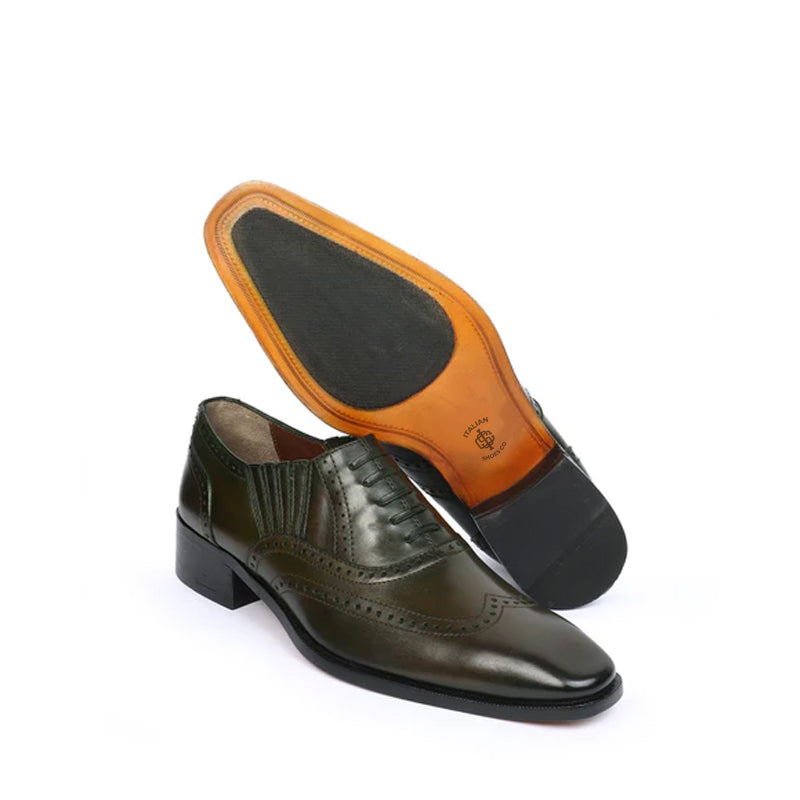 Leather Square Toe Lace-Up Oxford Dark Brown Shoe