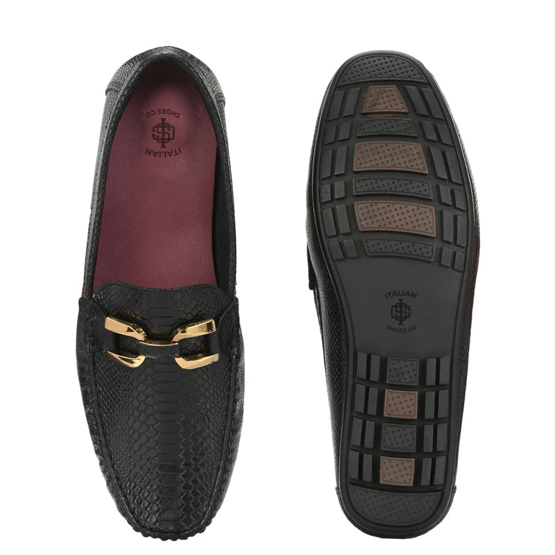 Premium Leather Brown Loafer With Gold Buckled