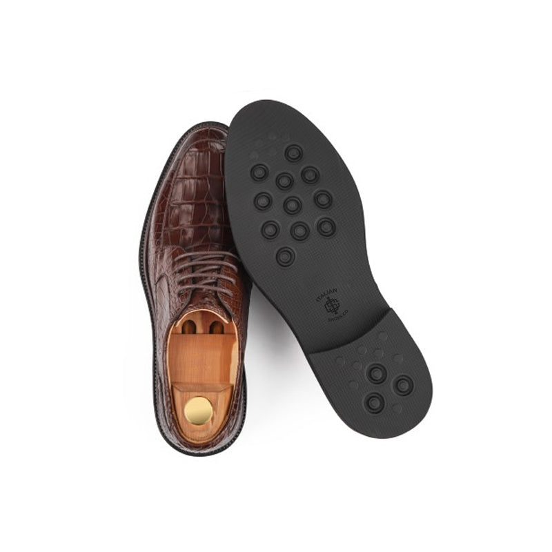 Premium Leather Textured Derby Black Shoe