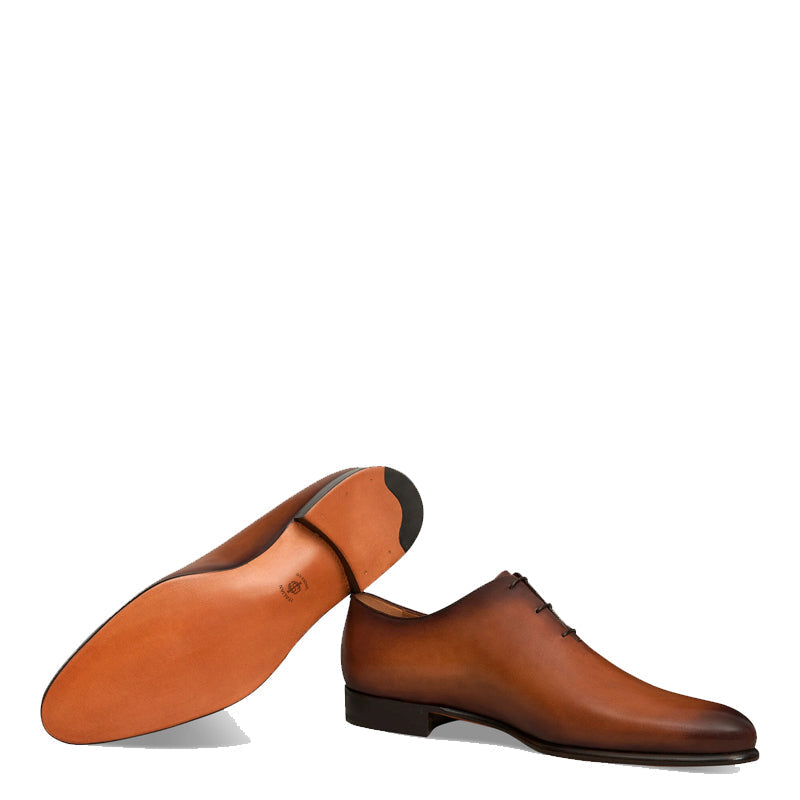 Men Handmade Solid Leather Oxford Tan Shoe