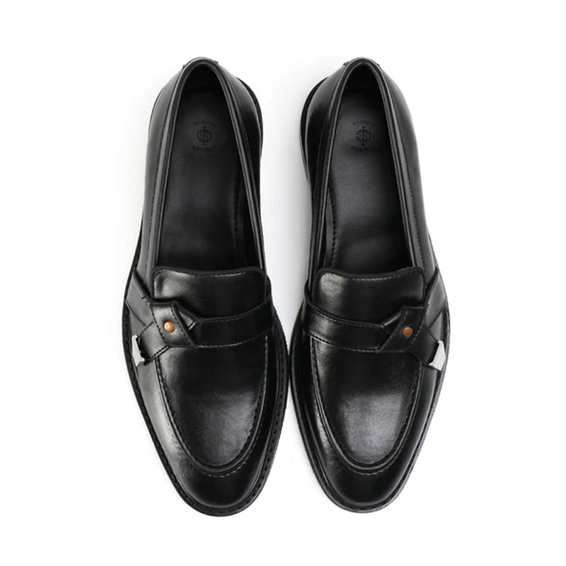 Men Slip-On Polished Leather Formal Black Loafer