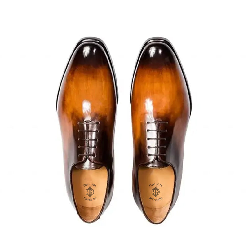 Classic Plain Solid Shiny Leather Oxford Blue Shoe