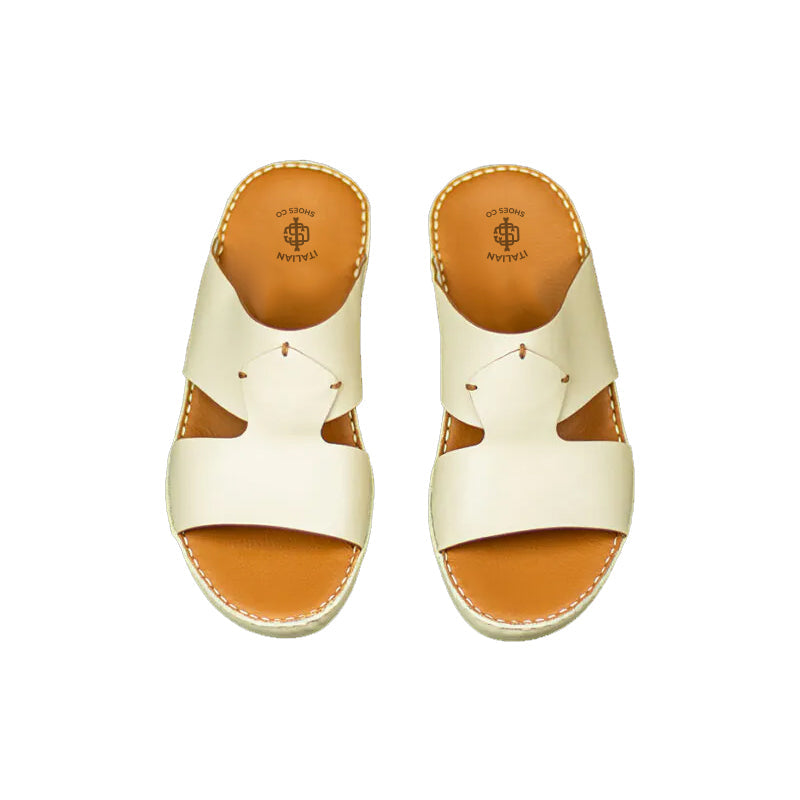 Accented Slip-On Comfort Arabic White Sandal