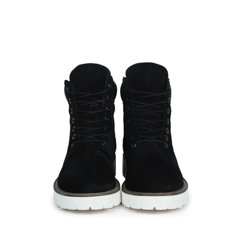 Suede Leather Lace-Up Biker Black Boot