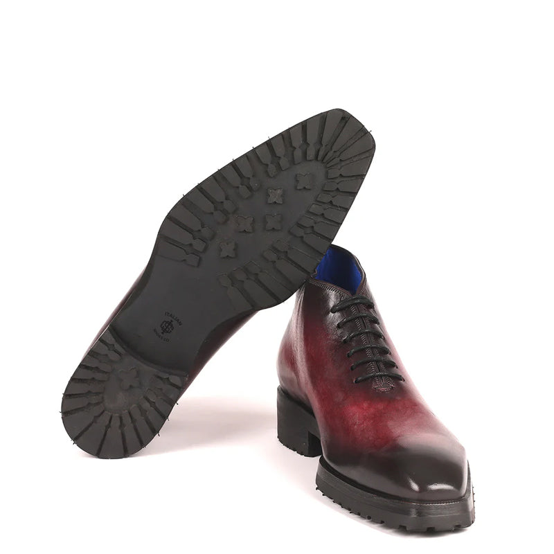Men Custom Handmade Leather Ankle Boot Burgundy