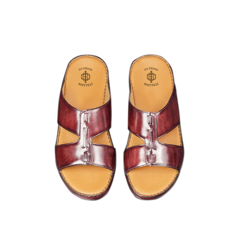 Luxury Slip-On Solid Leather Arabic Black Sandal