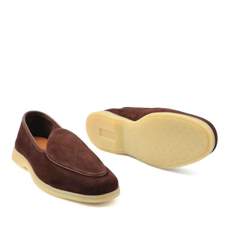Suede Leather Solid Brown Loafer For Men