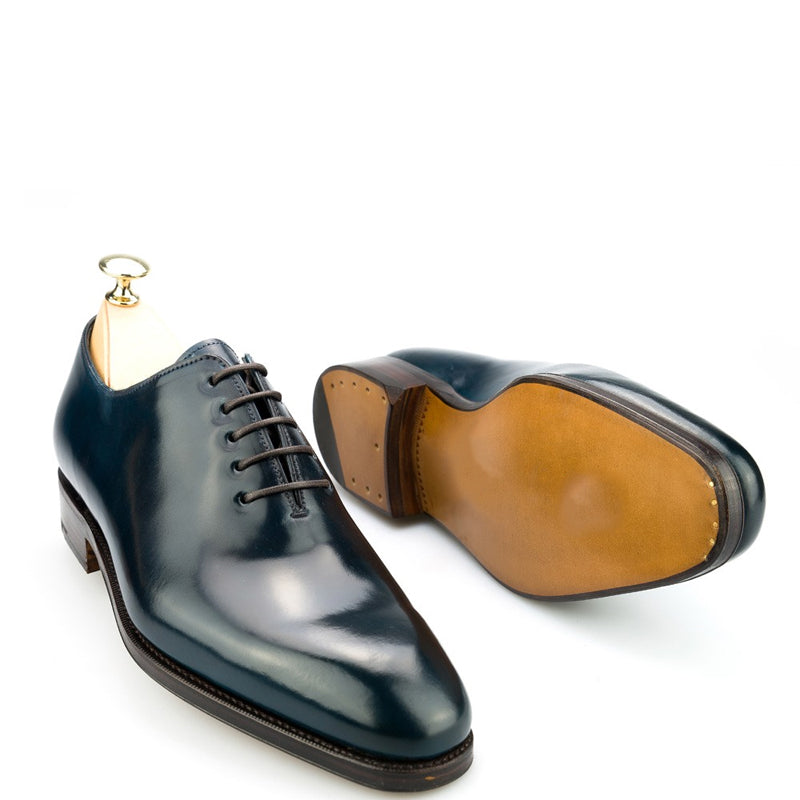Polished Shiny Leather Wholecut Plain Oxford Shoes