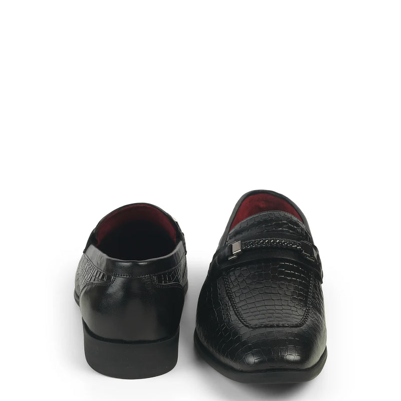 Men Crocodile Pattern Leather Stylish Loafer Brown