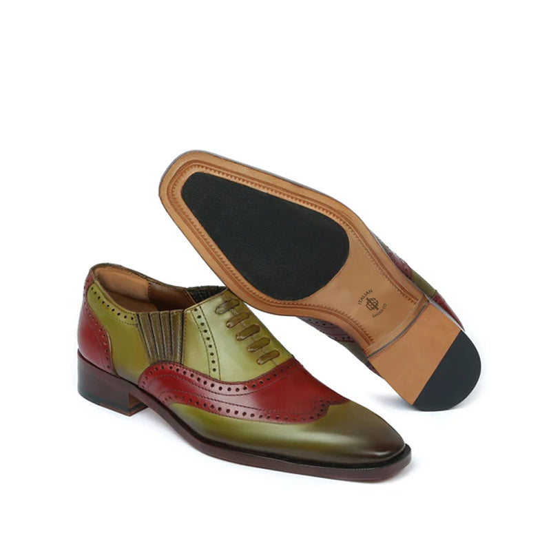 Leather Square Toe Lace-Up Oxford Brown Shoe