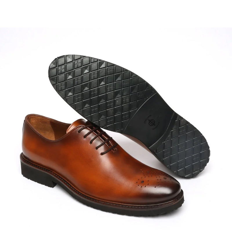 Men Wholecut Lace-UP Leather Oxford Tan/Brown Shoe