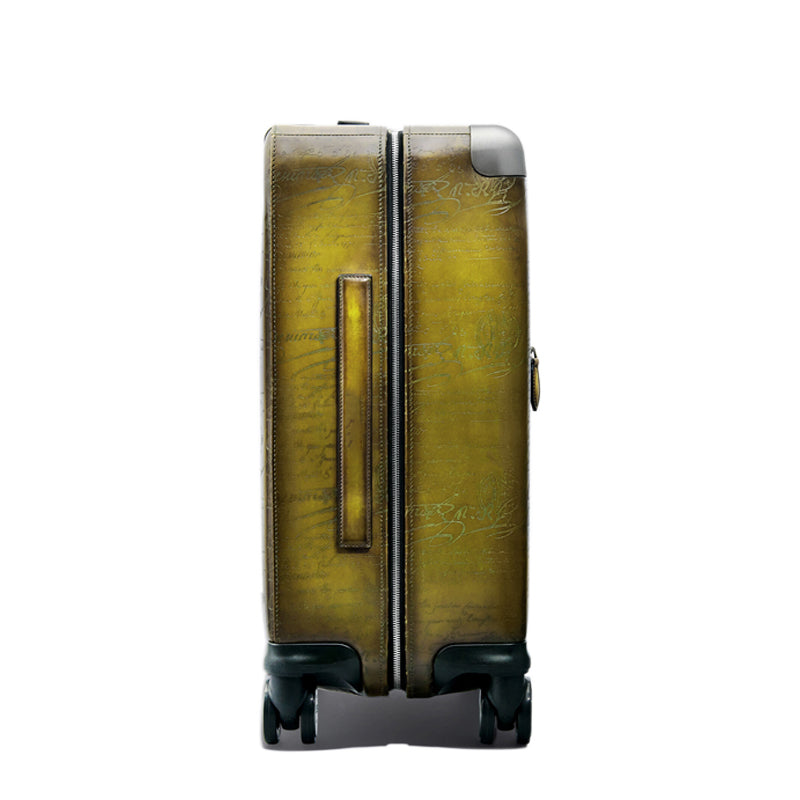 Luxury Eel Leather Brown Trolley Case