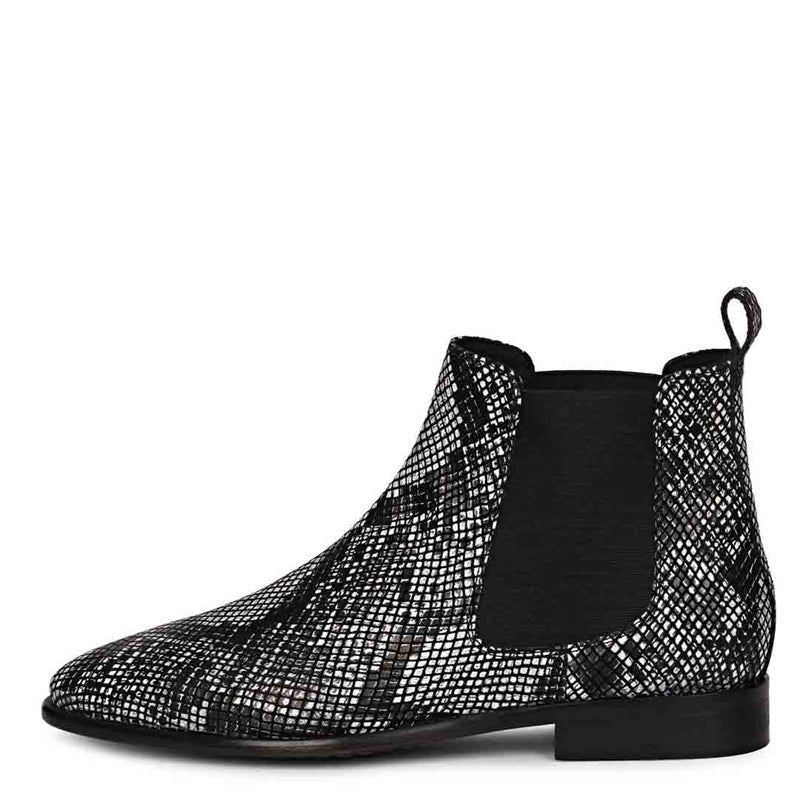 Snake Print Leather Chelsea Boots