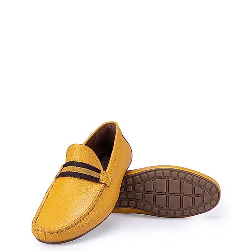 Premium Handmade Leather Moccasins Formal Yellow Loafer