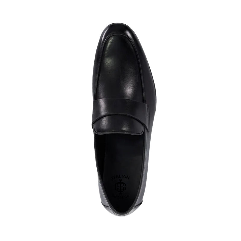 Men Solid Premium Leather Black Loafer
