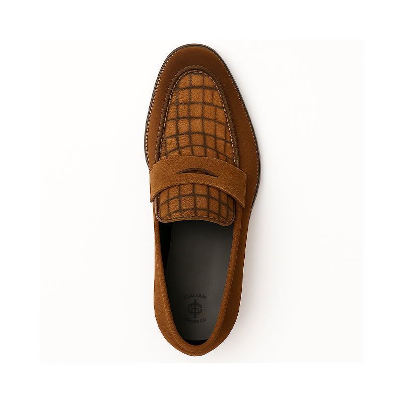 Suede Royale Leather Printed Blue Loafer