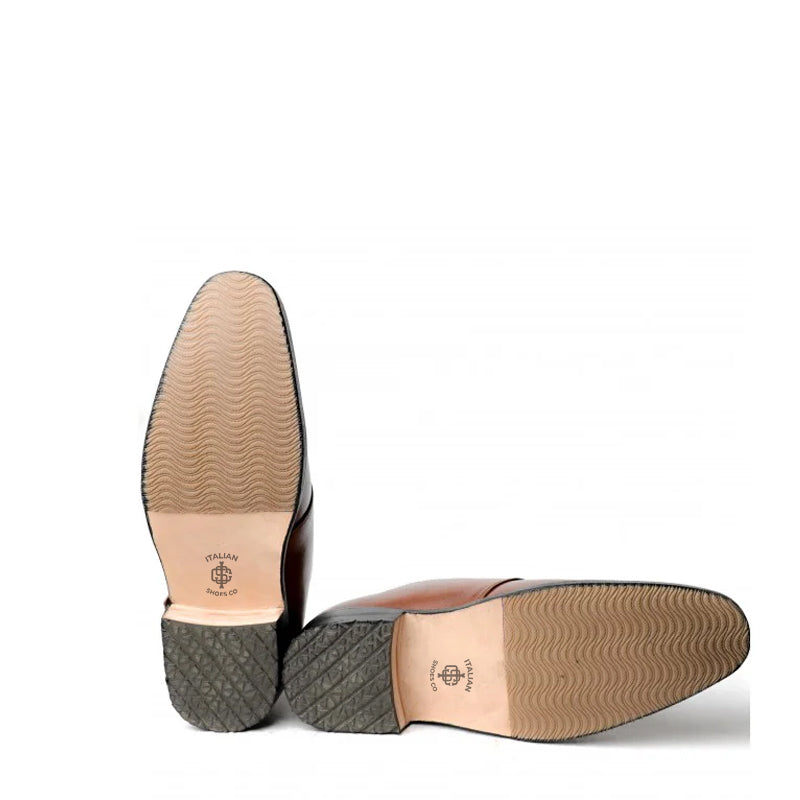 Handmade Leather Formal Single Tan Monk Strap Shoe