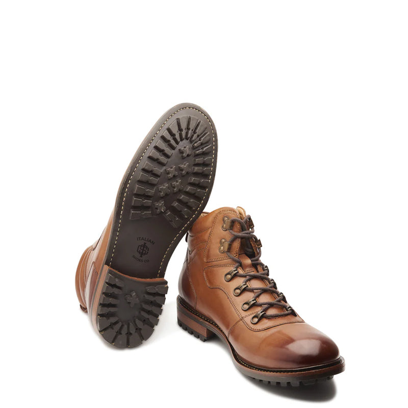 Leather Lace-Up Mid Top Ankle Brown Boot For Men