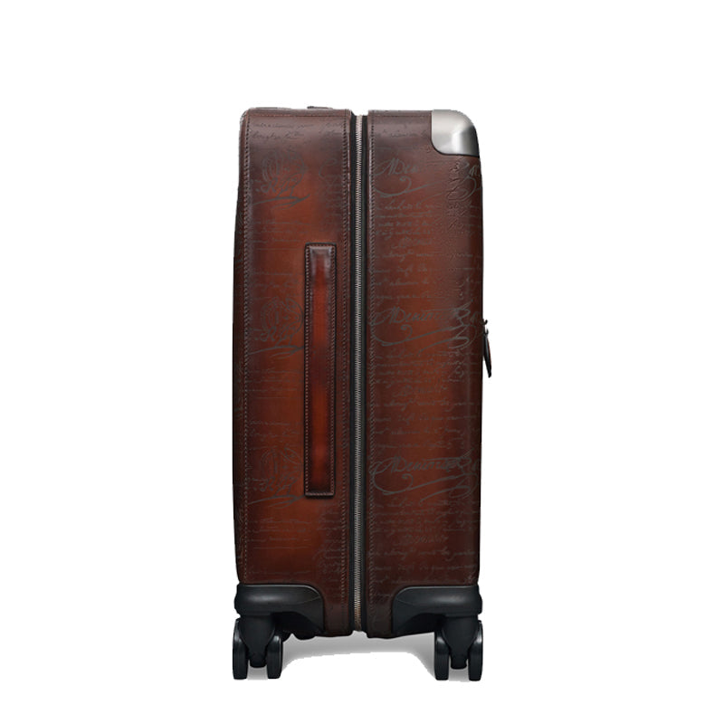 Luxury Eel Leather Brown Trolley Case