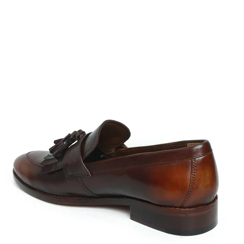 Penny Slip-On Leather Brown/Tan Tassel Loafer With Fringes