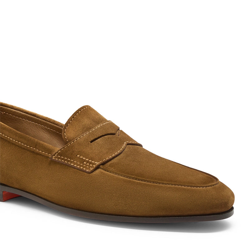 Men’s Gray Suede Penny Loafers – Classic Slip-On