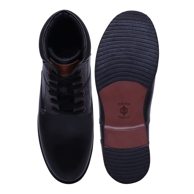 Leather Lace-Up High Ankle Boot Tan for Men