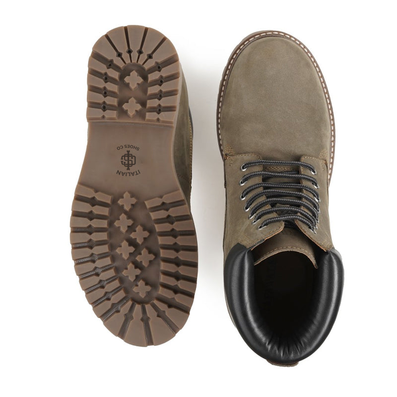 Urban Leather Lace-Up High Ankle Boot Green