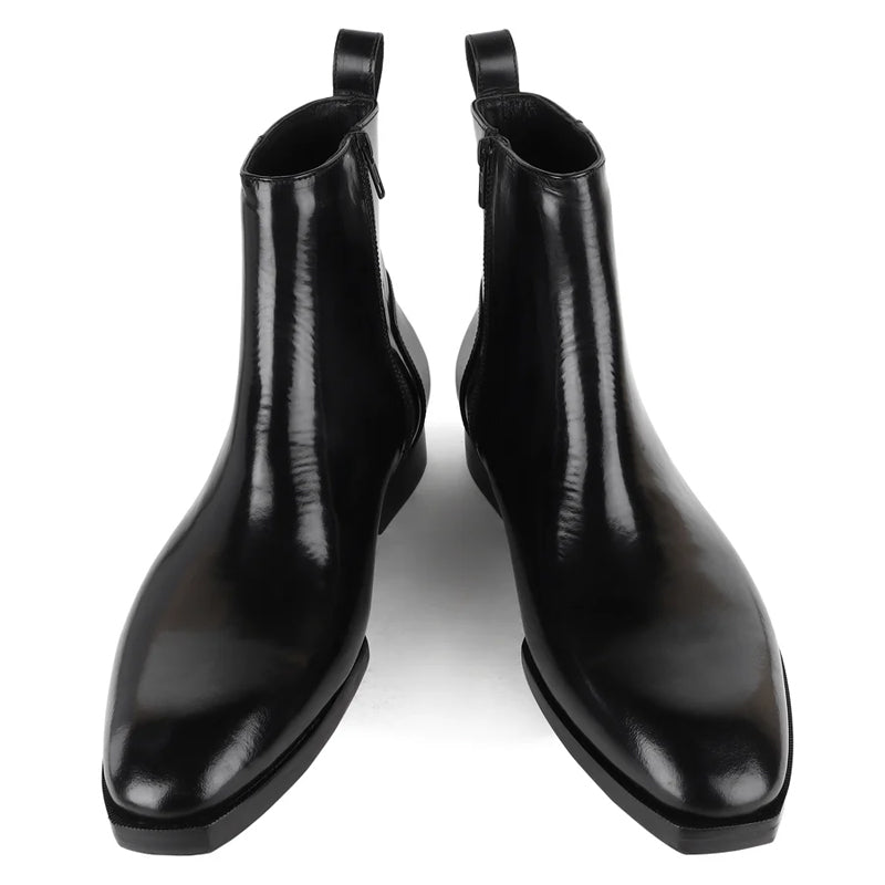 Men Handmade Leather Side Zip Boots