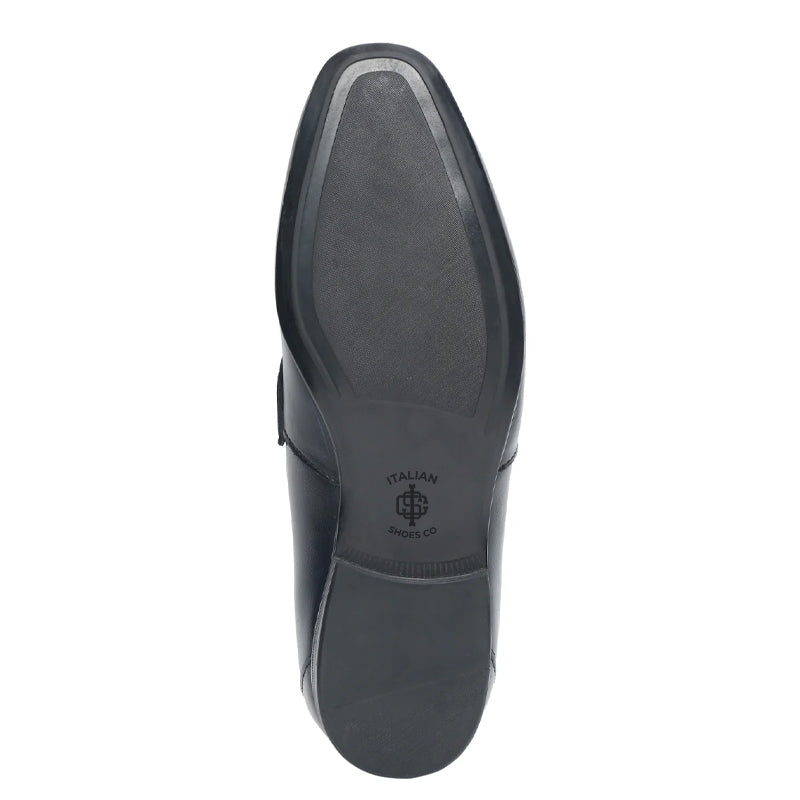 Black Leather Slip-On Loafer for Men