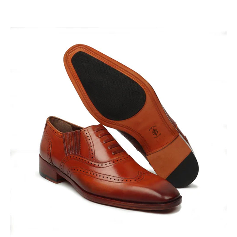 Leather Square Toe Lace-Up Oxford Olive Green Shoe