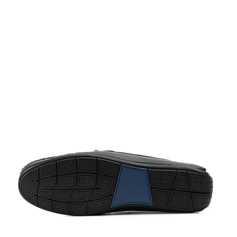 Classic Textured Leather Driving Blue Loafer
