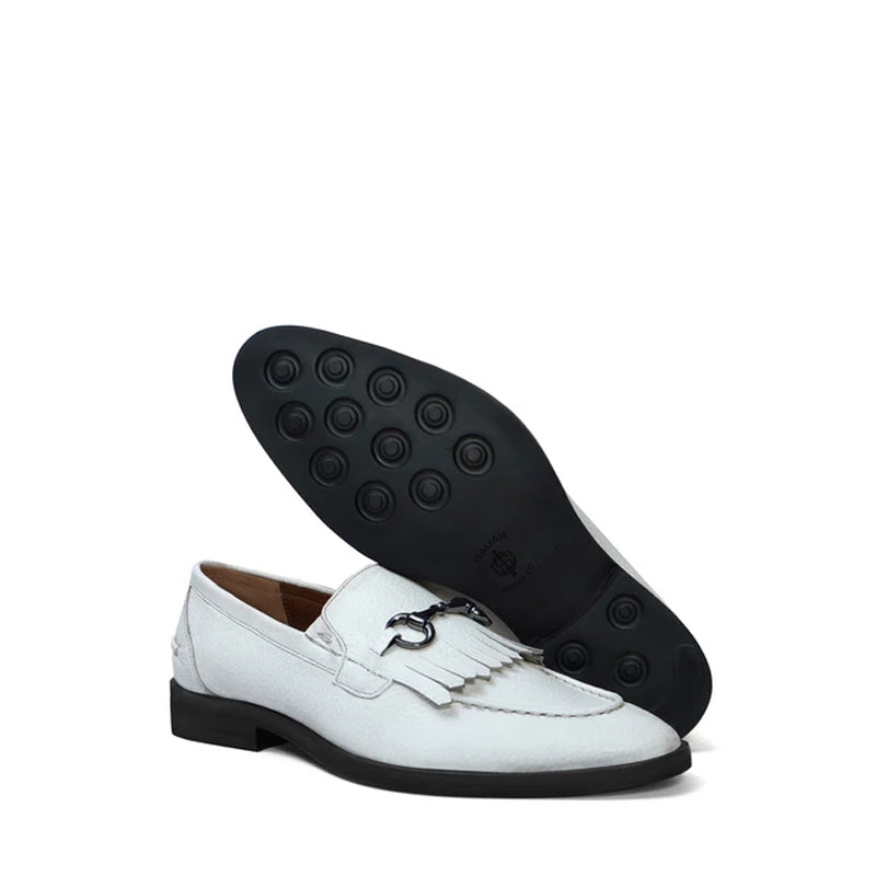 Classic Leather Horse-Bit Buckle Tassel Loafers With Fringed