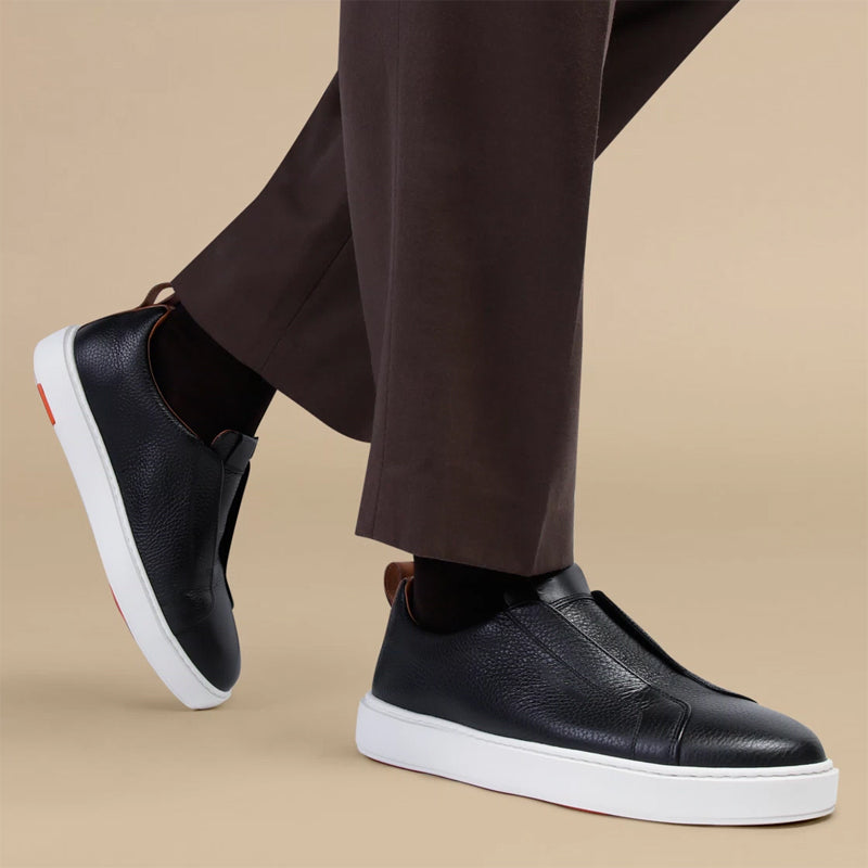 Men Tumbled Leather Slip-On Sneakers