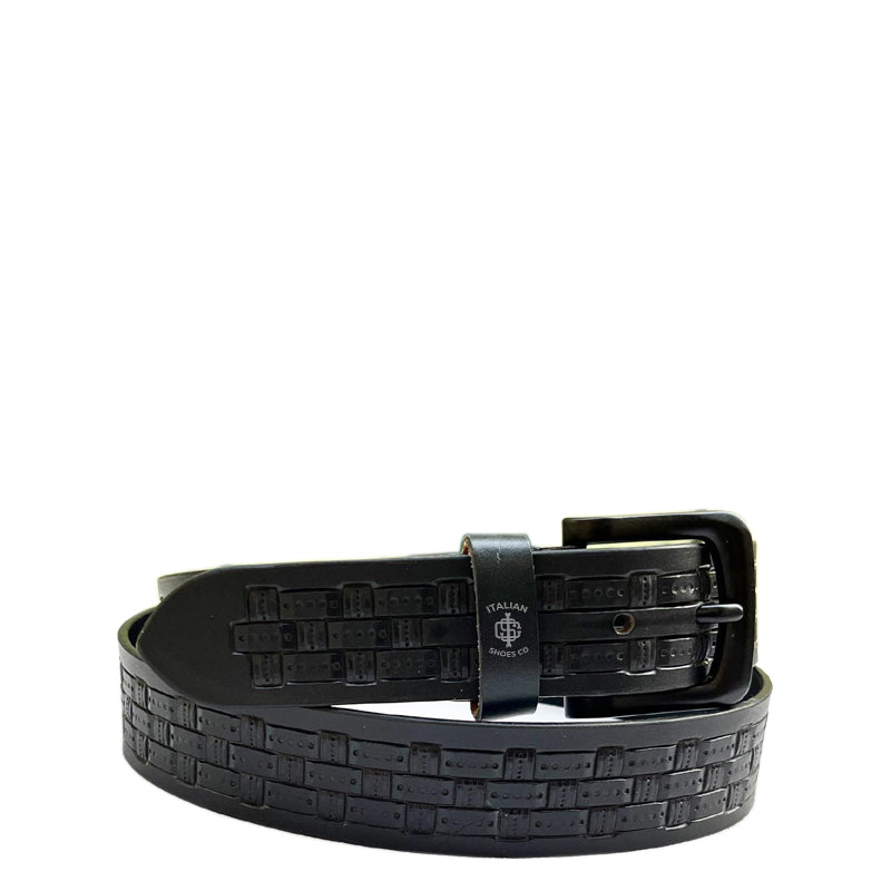 Strutturato Diamante Black Leather Belt