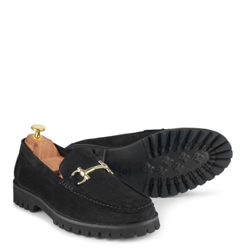 Suede Leather With Horse-bit Buckled Tan Loafer