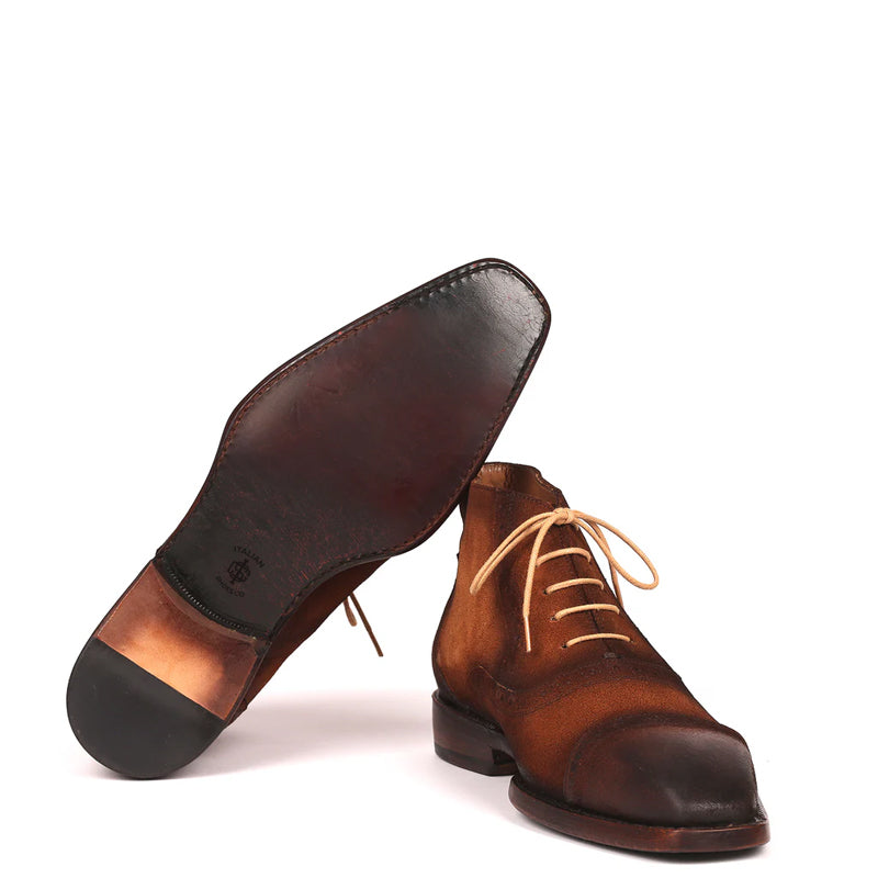 Antique Suede Lace-Up Cap Toe Ankle Boots