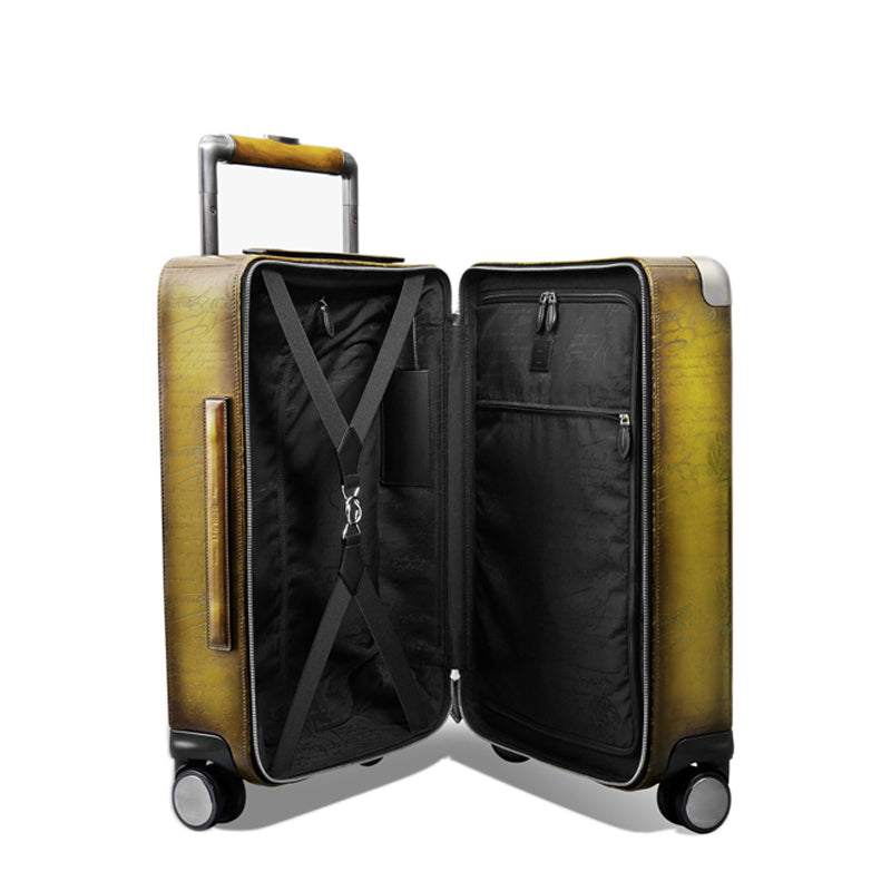 Luxury Eel Leather Brown Trolley Case