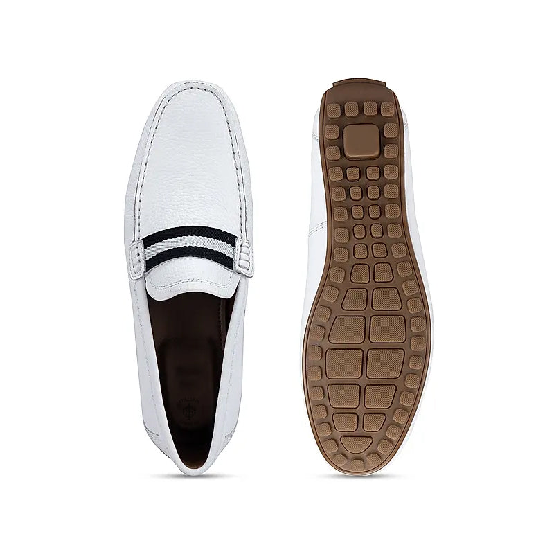 Premium Handmade Leather Moccasins Formal White Loafer