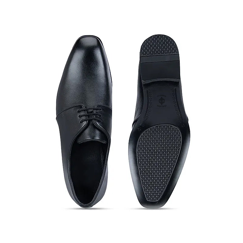 Plain Solid Leather Lace-Up Formal Derby Shoe Tan