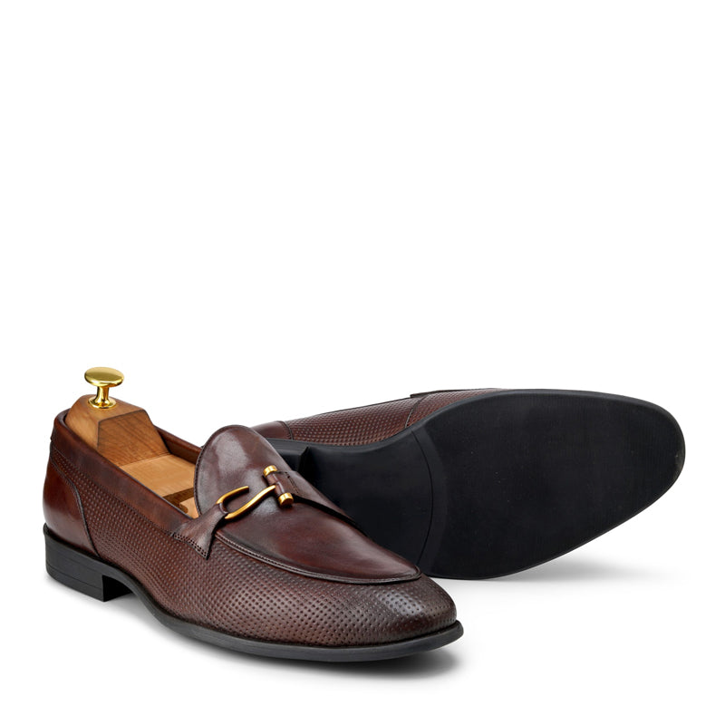Classic Side Hook Leather Brown Loafer