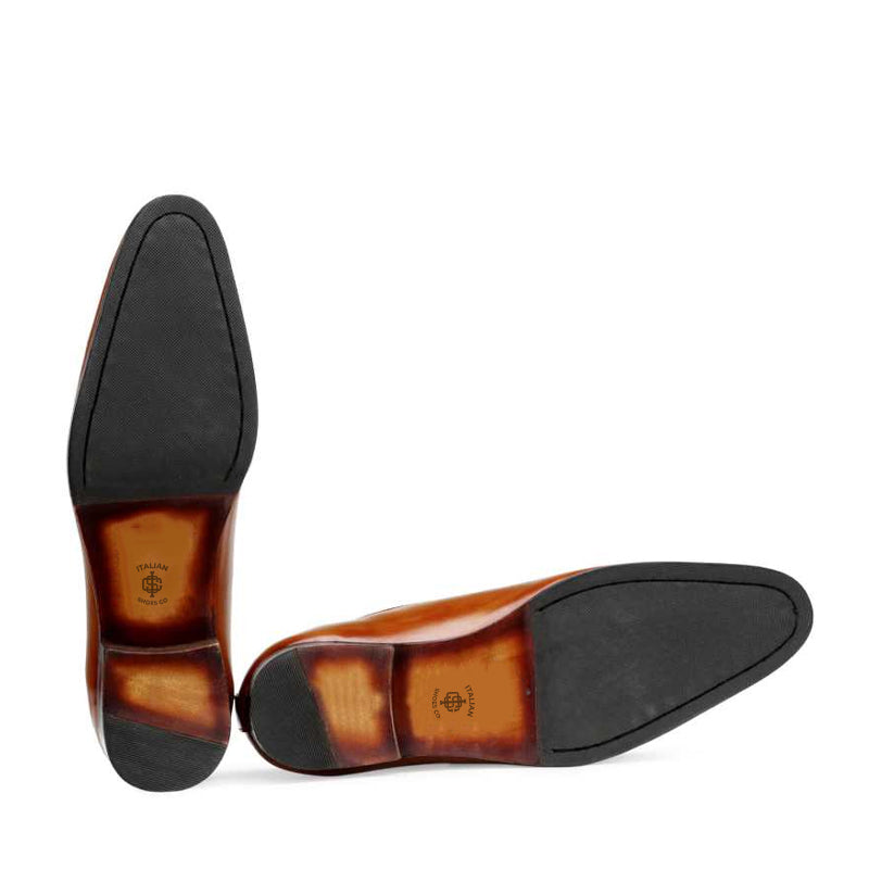 Classic Wholecut Shiny Leather Plain Oxford Shoe Tans