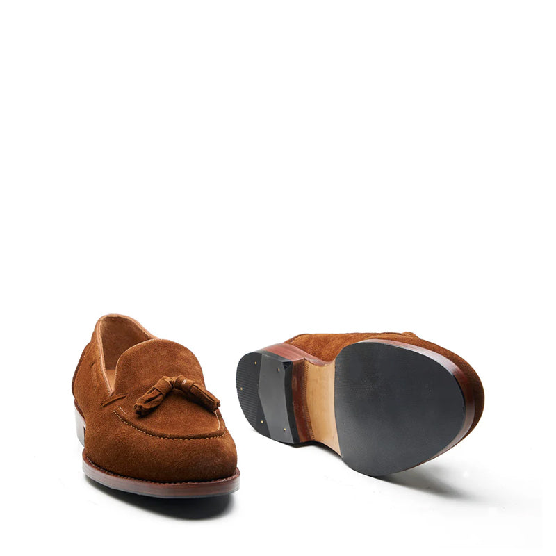 Men Suede Leather Slip-On Tassel Tan Loafer
